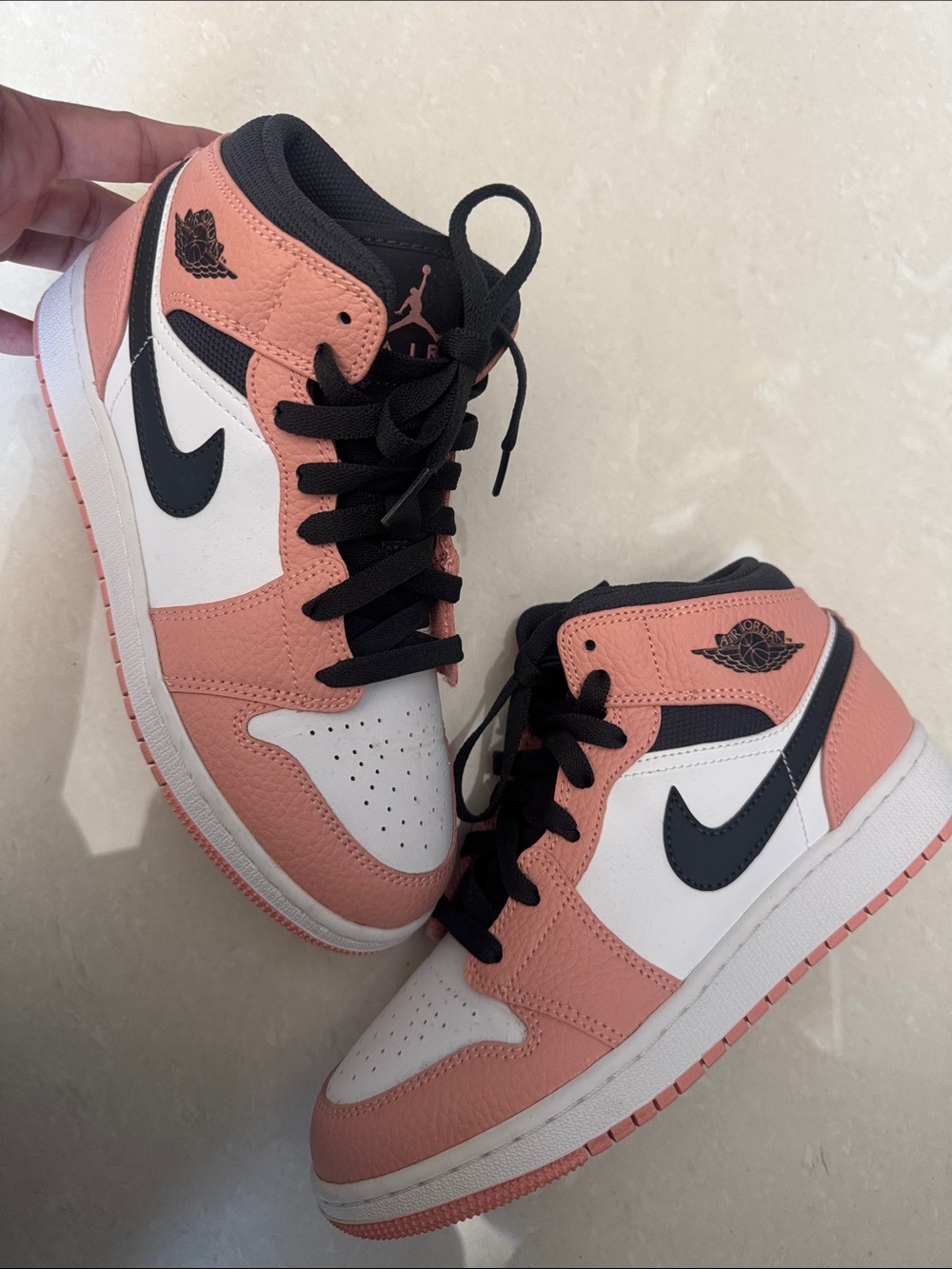 Nike Air Jordan 1 Mid Pink/White/Black Retro Sneakers